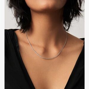 Elegant Silver Necklace ChainsHouse Flat Box Chain Necklace Silver 14in NEW